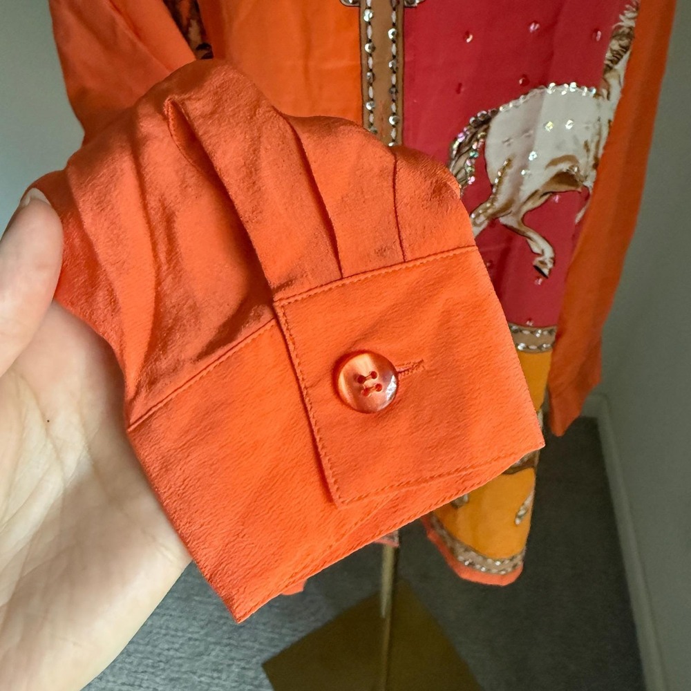 Vintage Diane Gilman Silk Equestrian‎ Horse Bling Blouse Medium Maximal Colorful - Picture 4 of 10